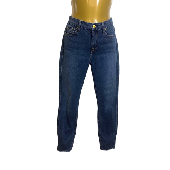 New 7 for All Mankind b(air) denim the ankle raw hem lots of stretch cropped 25 - Picture 8 of 10